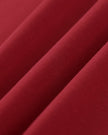 Closeup of the soft stretch cotton fabric on the Athlesi TrackLine Retro V-Neck Tee in red