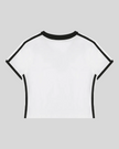 Back view of the Athlesi TrackLine Retro V-Neck Tee in white shown in flatlay product view