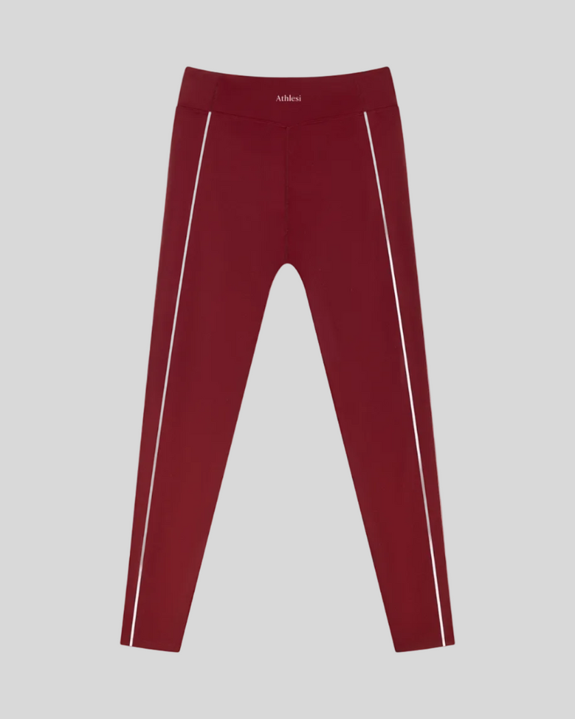 Trackline Riviera Leggings back view in Wine Red