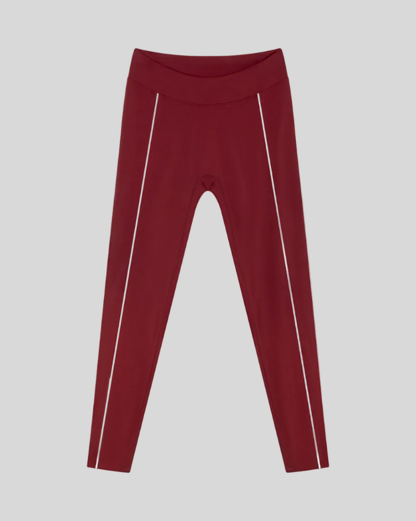 Trackline Riviera Leggings front view in Wine Red