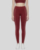 Model wearing the TrackLine Riviera Leggings in wine red front view
