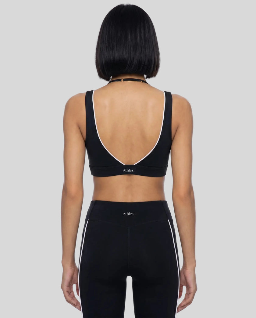 Back view of the TrackLine Riviera Sports Bra in black