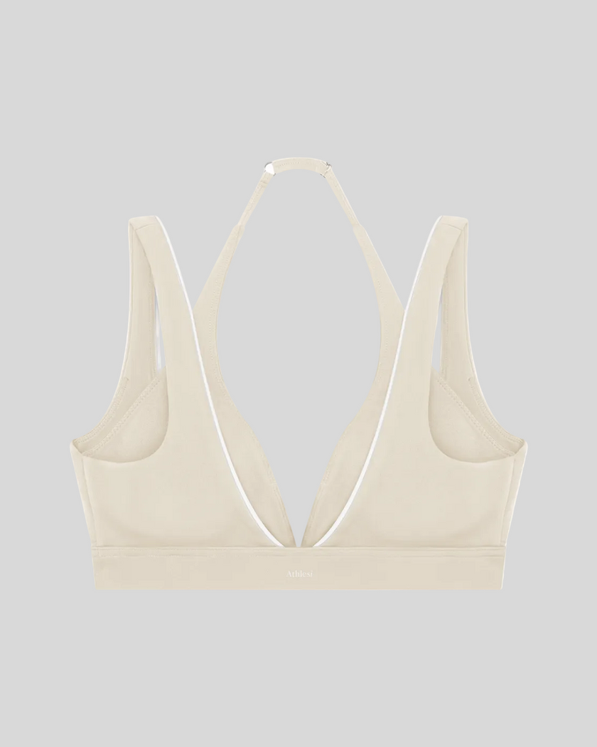 TrackLine Riviera Sports Bra in light apricot back view