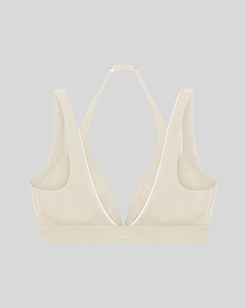 Back view of Trackline Riviera Sports Bra in Light Apricot