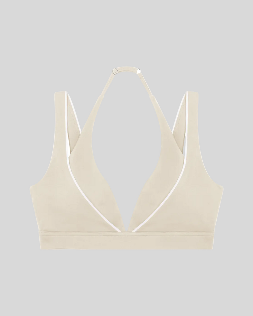 TrackLine Riviera Sports Bra in light apricot front view