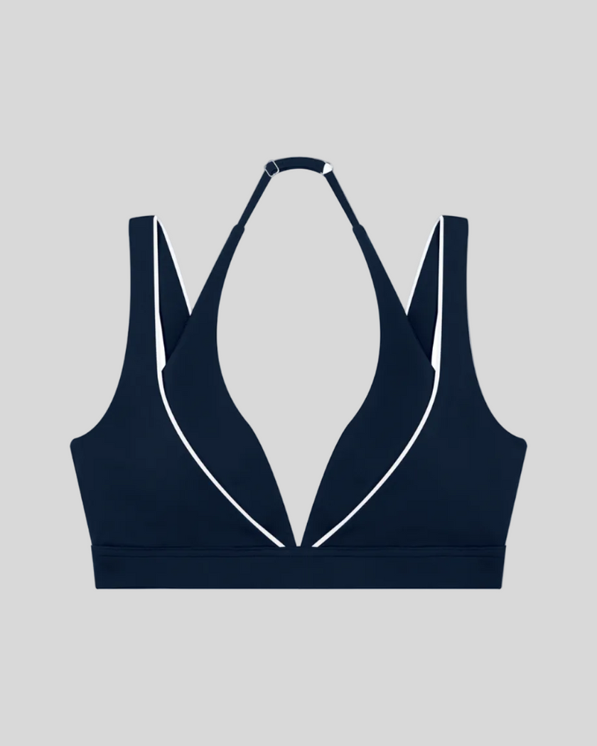 TrackLine Riviera Sports Bra in navy blue front view