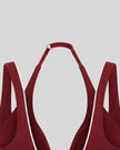 Back halter construction detail of the TrackLine Riviera Sports Bra