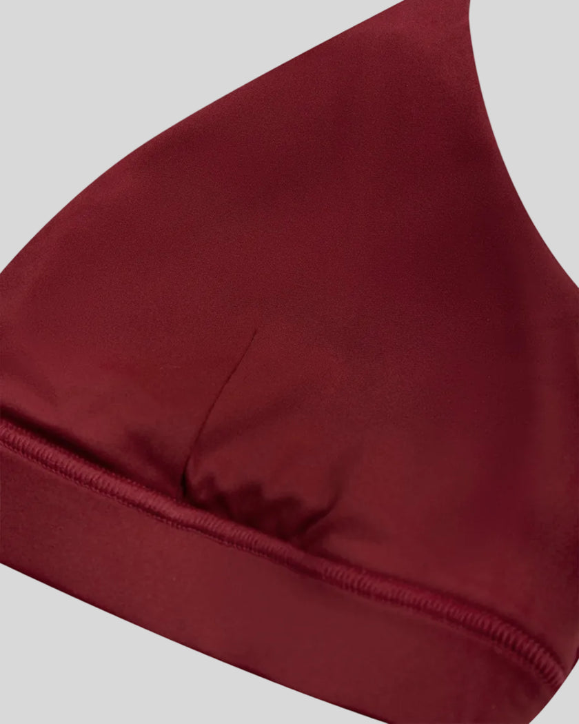 Interior construction and removable cup detail of the TrackLine Riviera Sports Bra