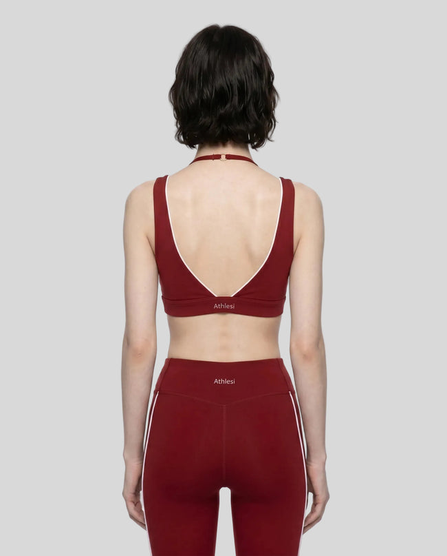 Back view of the TrackLine Riviera Sports Bra in wine red