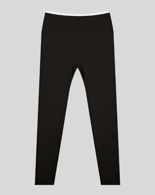 TrackLine Sculpt Leggings in black and white front view with high-rise waistband and sculpting fit
