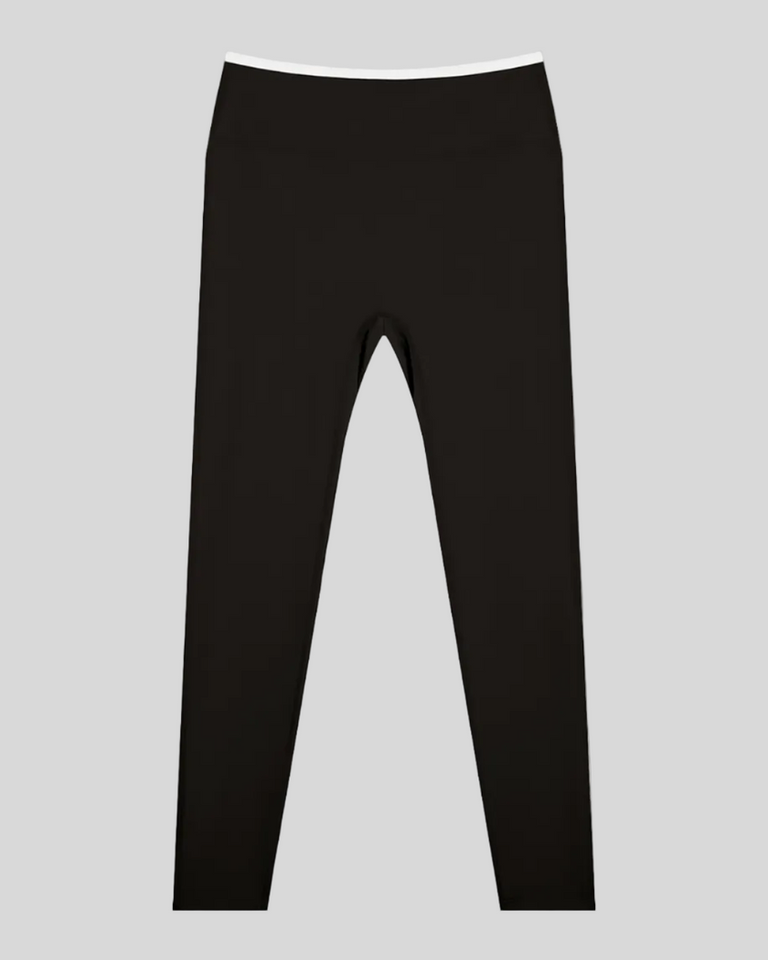 TrackLine Sculpt Leggings in black and white front view with high-rise waistband and sculpting fit