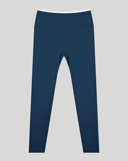 TrackLine Sculpt Leggings in blue and white front view with high-rise waistband and sculpting fit
