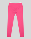 Back view of TrackLine Sculpt Leggings in rose pink and white with contour shaping and ruched detail