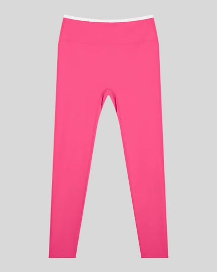 TrackLine Sculpt Leggings in rose pink and white front view with high-rise waistband and sculpting fit