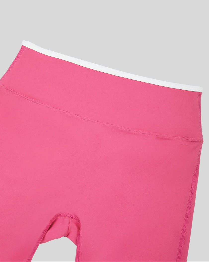Front waistband closeup of TrackLine Sculpt Leggings featuring contrast trim detail
