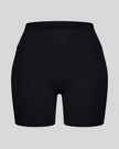 TrackLine Sculpt Shorts in black with high-rise waistband and fitted biker-short silhouette front view