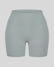 TrackLine Sculpt Shorts in haze blue with high-rise waistband and fitted biker-short silhouette front view