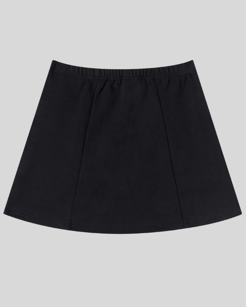 Back view flatlay of the Athlesi TrackLine Slit Skirt in black