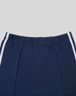 Front waistband closeup of the Athlesi TrackLine Slit Skirt in blue