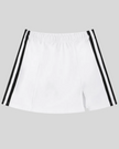 Athlesi TrackLine Slit Skirt in white with contrast stripe detailing shown in flatlay front view