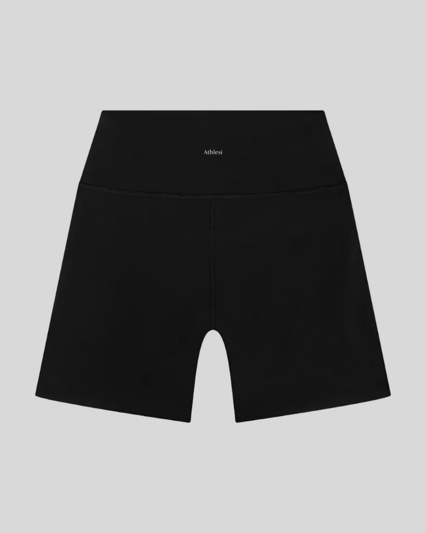 TrackLine Sprint Shorts in black back view with high-rise waistband