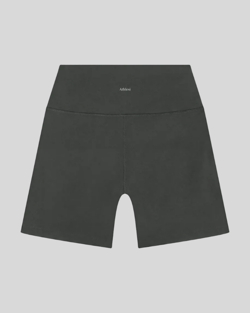 TrackLine Sprint Shorts in gray back view with high-rise waistband