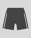 TrackLine Sprint Shorts in gray with contrast side stripes front view