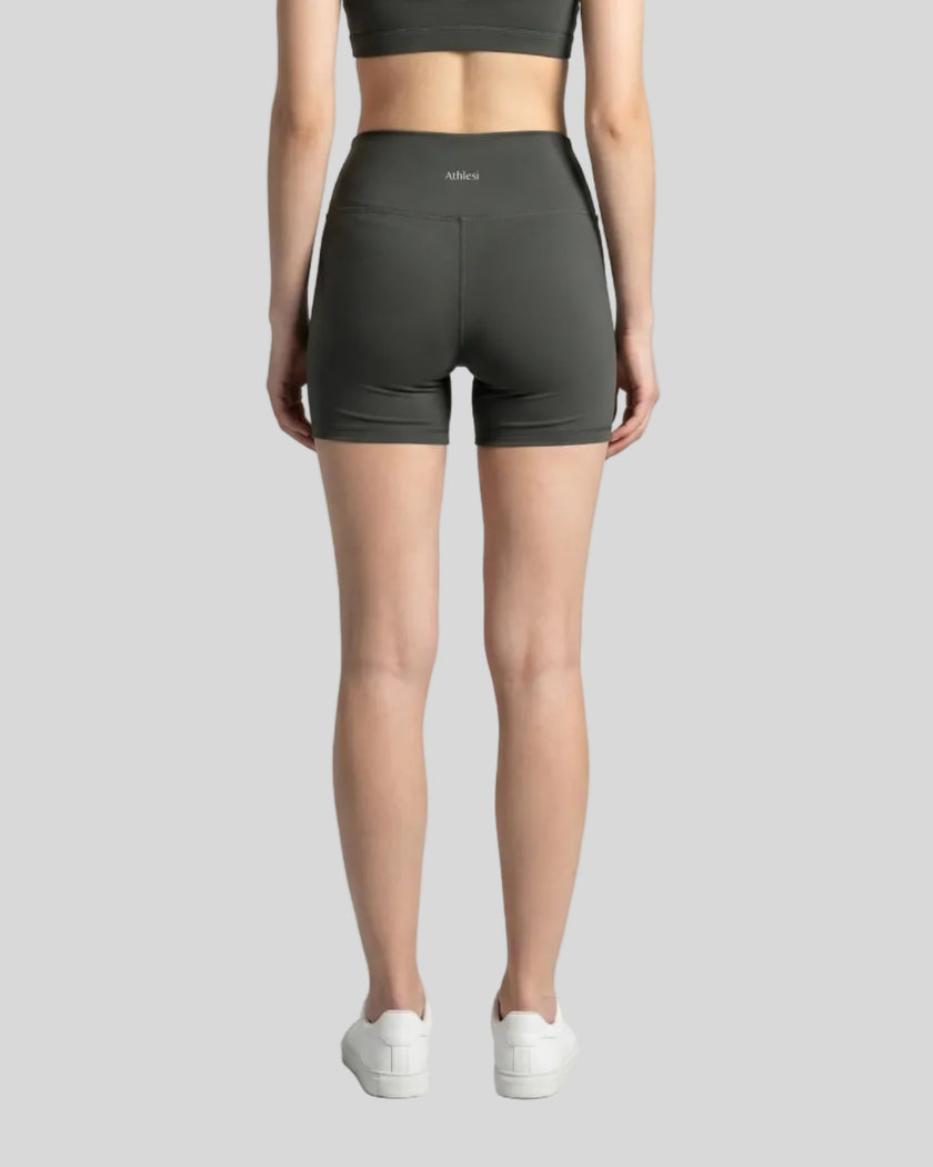 Back view of the TrackLine Sprint Shorts in gray on model