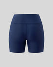 TrackLine Sprint Shorts in navy blue 3d back view with high-rise waistband