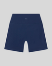 TrackLine Sprint Shorts in navy blue back view with high-rise waistband