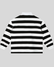 Athlesi TrackLine Striped Polo Shirt in black and white stripes, back view