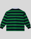 Athlesi TrackLine Striped Polo Shirt in green and navy-blue stripes, back view