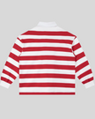 Athlesi TrackLine Striped Polo Shirt in red and white stripes, back view