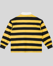 Athlesi TrackLine Striped Polo Shirt in yellow and navy-blue stripes, back view