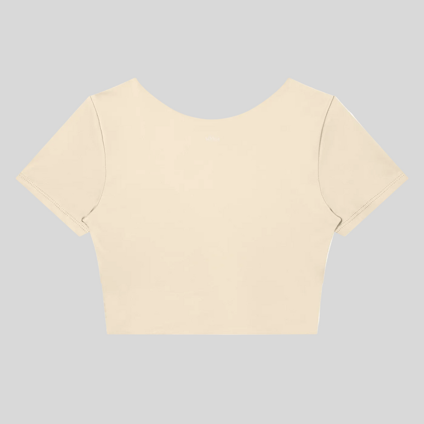 TrackLine Synergy Cropped Tee in Apricot, back view