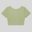 TrackLine Synergy Cropped Tee in Bean Green, back view