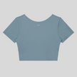 TrackLine Synergy Cropped Tee in Gray Blue, back view