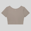 TrackLine Synergy Cropped Tee in Gray Purple with Brick Red, back view