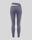 TrackLine Synergy Leggings in Deep Purple with Light Purple color-block waistband, back view