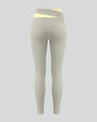 TrackLine Synergy Leggings in Light Gray with Light Yellow color-block waistband, back view