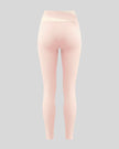 TrackLine Synergy Leggings in Light Pink with Apricot color-block waistband, back view