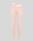 TrackLine Synergy Leggings in Light Pink with Apricot crossover waistband, front view