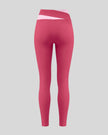 TrackLine Synergy Leggings in Rose Red with Pink color-block waistband, back view
