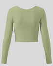 TrackLine Synergy Long Sleeve Top in bean green with fitted long sleeves and clean back design
