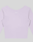 Closeup of Athlesi logo on light purple TrackLine Synergy Long Sleeve Top back