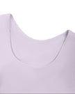 Closeup of U-neckline on TrackLine Synergy Long Sleeve Top in light purple