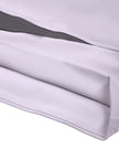 Closeup of asymmetric light purple and deep purple hem detail on TrackLine Synergy Long Sleeve Top