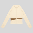 TrackLine Synergy Performance Jacket in Apricot with Khaki color-block panel, front view