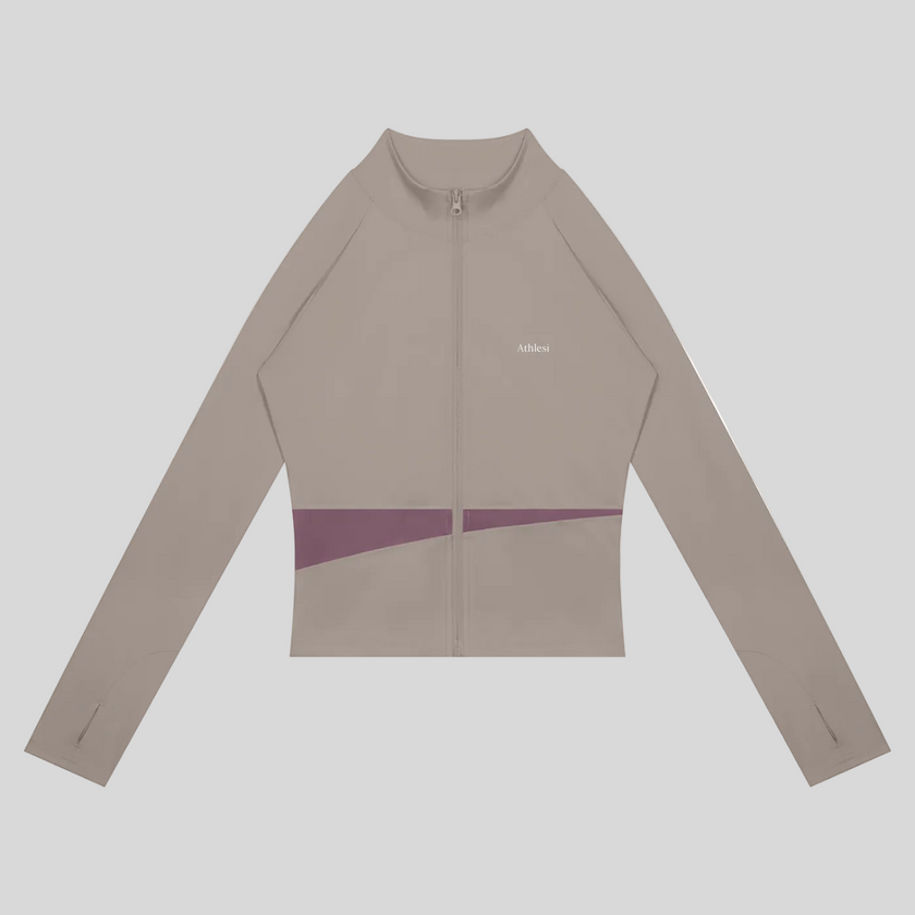 TrackLine Synergy Performance Jacket in Gray Purple with Misty Purple color-block panel, front view