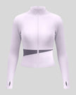 TrackLine Synergy Performance Jacket in Light Purple with Deep Purple color-block panel, 3D front view